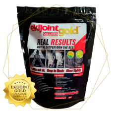 EkiJoint Gold Collagen +Plus Equine. Black and red resealable bag.