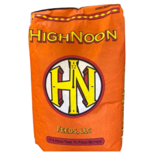 High Noon Shine Em Up. Bright orange feed bag. Feed for show animals.