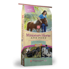 Purina Miniature Horse & Pony Feed. Equine feed bag.