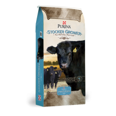 Purina Stocker Grower. Cattle feed bag.