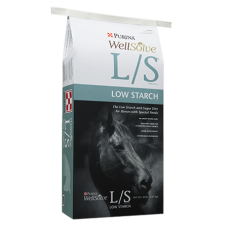 Purina WellSolve LS Horse Feed. Equine feed bag. Low sugar horse feed.