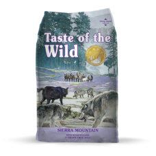 Taste of the Wild Sierra Mountain Canine Recipe with Roasted Lamb Dry Dog Food. Colorful dog food bag.