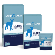 Land O’ Lakes Ultra Fresh Optimum Lamb Milk Replacer. Product size group. Blue feed bags. 
