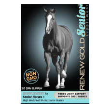 Renew Gold Senior  Equine Supplement. Equine feed bag.