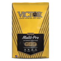 Victor Classic Multi-Pro Dry Dog Food. Golden pet food bag. 