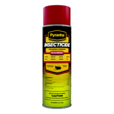Pyranha Aerosol Insecticide. Colorful spray can with red cap. 