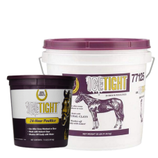 Horse Health Icetight Poultice. Product group. Tubs of equine health products for horse’s knees, tendons and ankles.