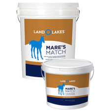 Land O Lakes Mare’s Match Foal Milk Replacer. Product group. White plastic pails. Animal health supplement