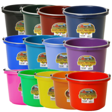 Little Giant 8 Quart Plastic Bucket. Product group showing color options. Farm and ranch supplies. 