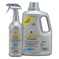 Farnam Equisect Fly Repellent. Two plastic silver containers. Fly control for horses.