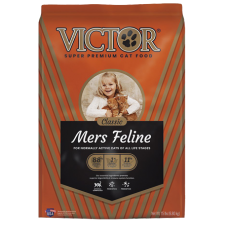 VICTOR Mers Classic Multi-Pro Dry Cat Food. Brown pet food bag. 