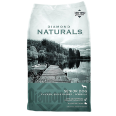 Diamond Naturals Senior Formula Dry Dog Food. Dog food bag.