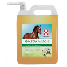 Purina Omega Match AhiFlower Oil Supplement. Horse supplement. Pump container for oil.