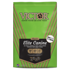 Victor Classic Elite Canine Dry Dog Food. Green pet food bag. 