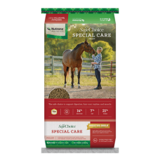 Nutrena SafeChoice Special Care. 50-lb bag horse feed bag.